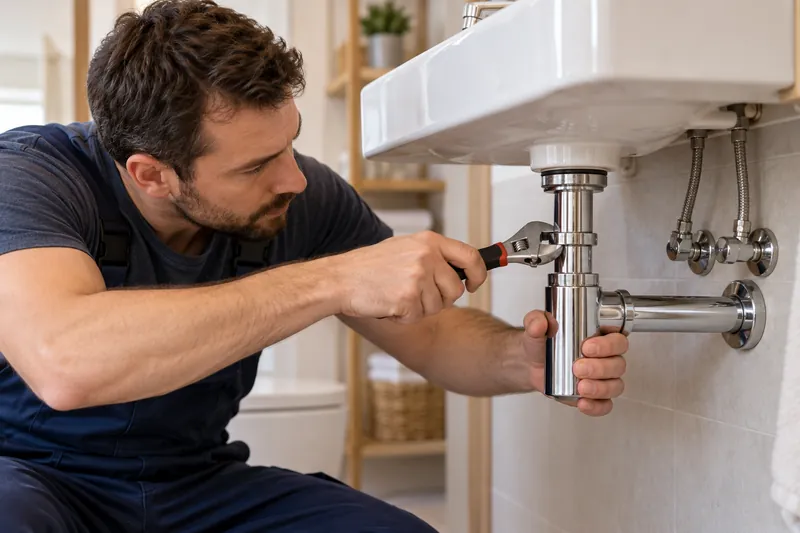 Illustration of plumbing installation work